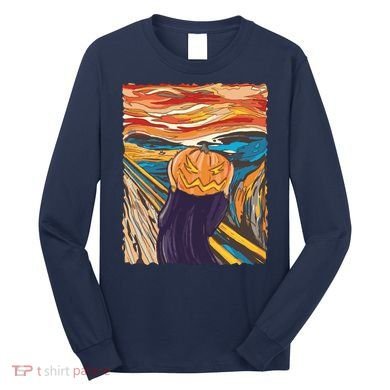 Pumpkin Scream Art Painting Parody Long Sleeve Shirt