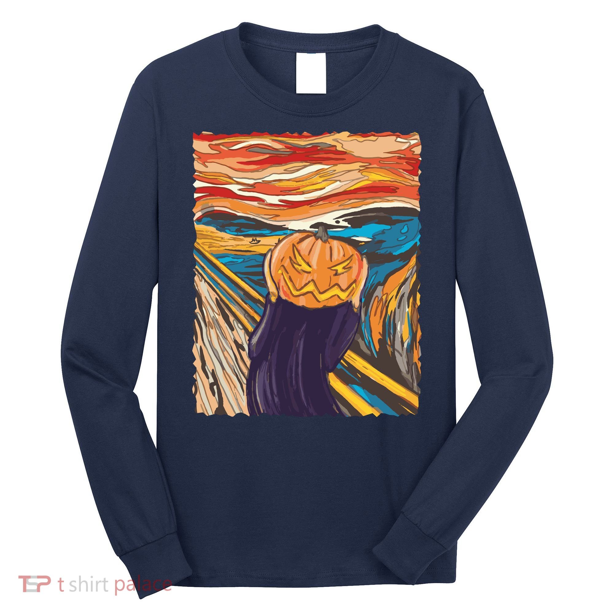 Pumpkin Scream Art Painting Parody Long Sleeve Shirt