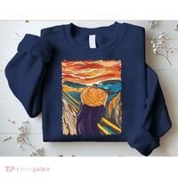 Pumpkin Scream Art Painting Parody Sweatshirt thumb 2