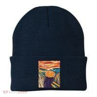 Pumpkin Scream Art Painting Parody Beanie thumb 0