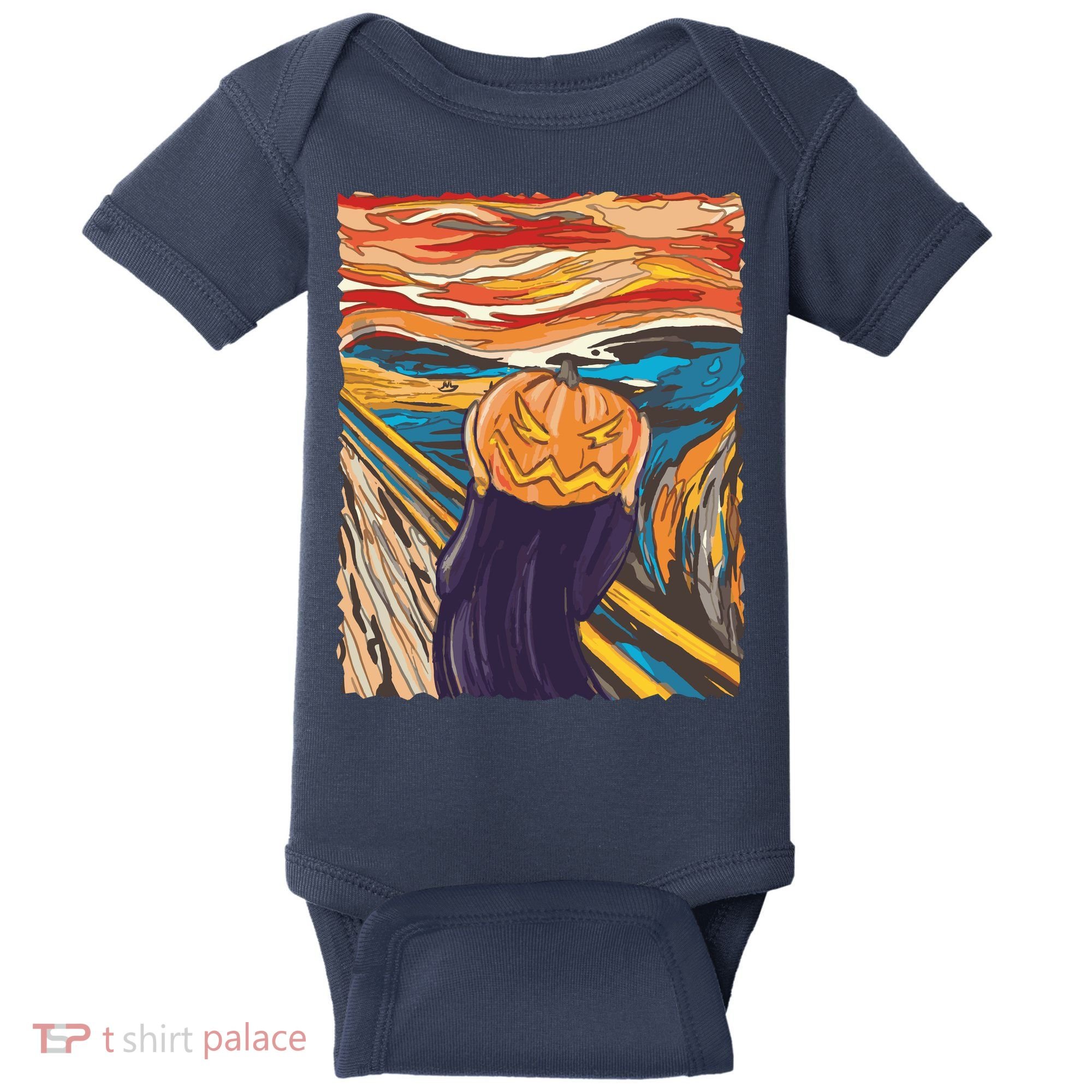Pumpkin Scream Art Painting Parody Baby Bodysuit