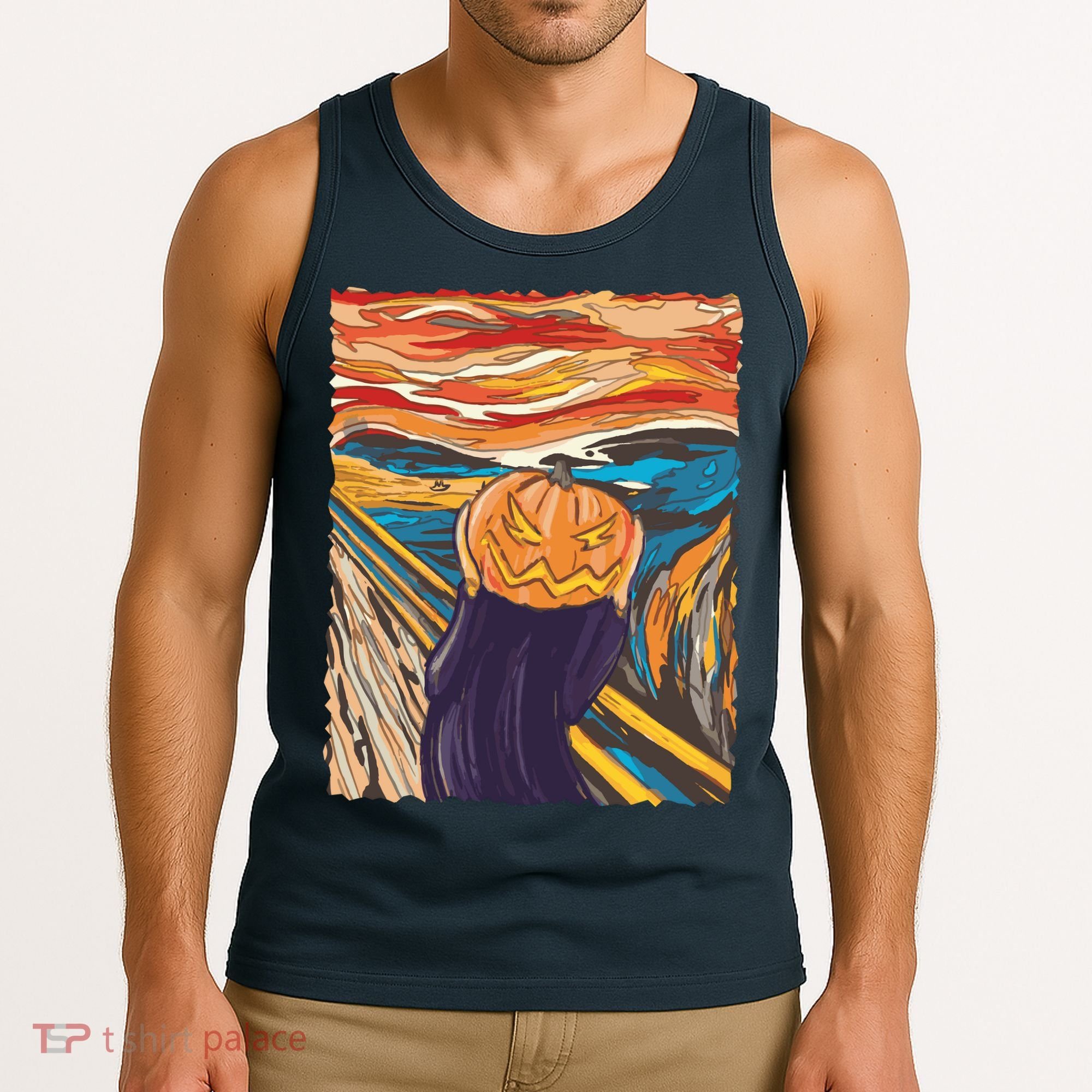 Pumpkin Scream Art Painting Parody Tank Top