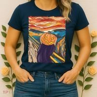 Pumpkin Scream Art Painting Parody Women's T-Shirt thumb 2