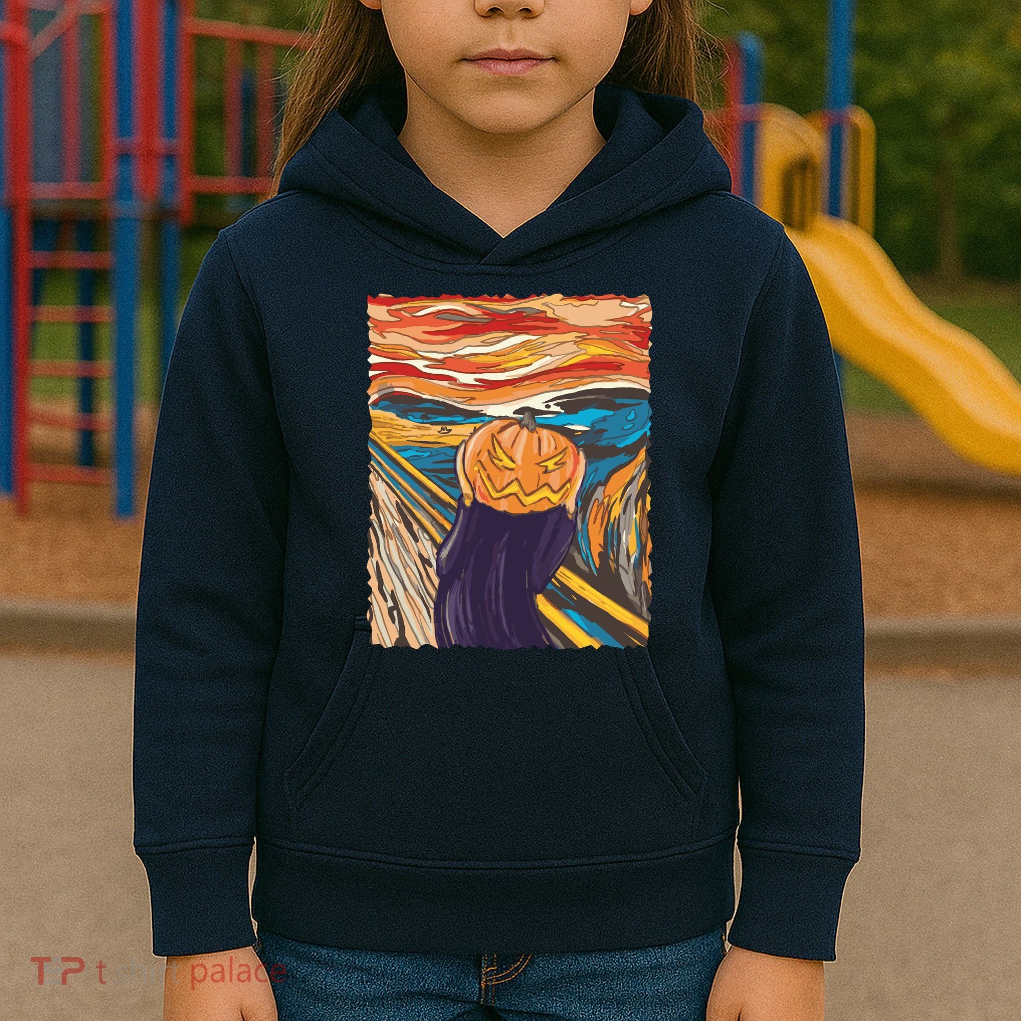 Pumpkin Scream Art Painting Parody Kids Hoodie