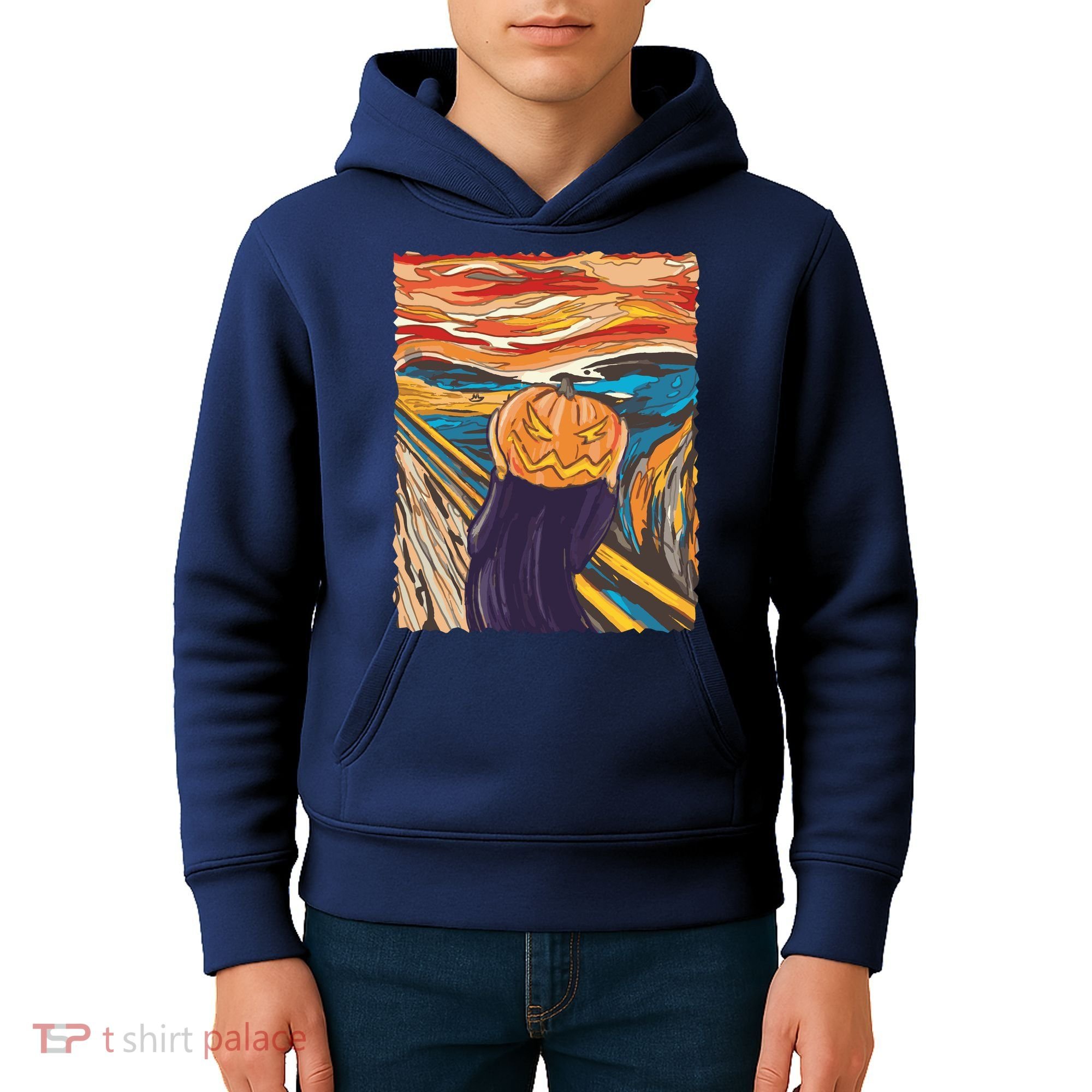 Pumpkin Scream Art Painting Parody Kids Hoodie