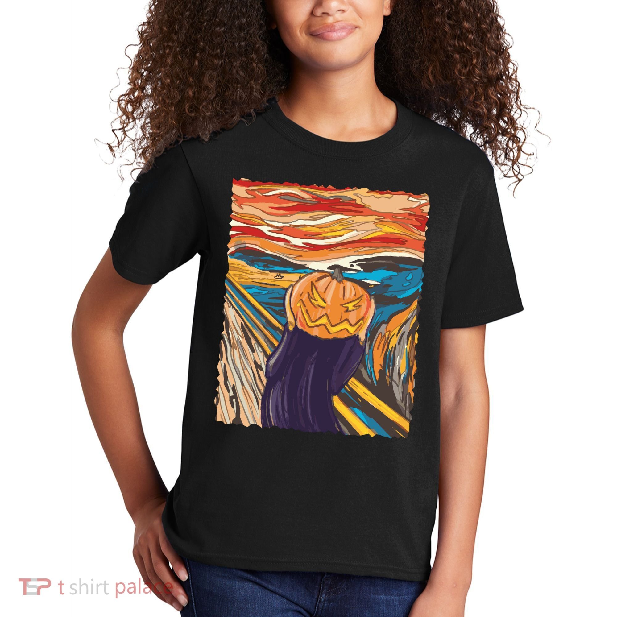 Pumpkin Scream Art Painting Parody Kids T-Shirt