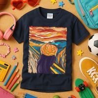 Pumpkin Scream Art Painting Parody Kids T-Shirt thumb 3