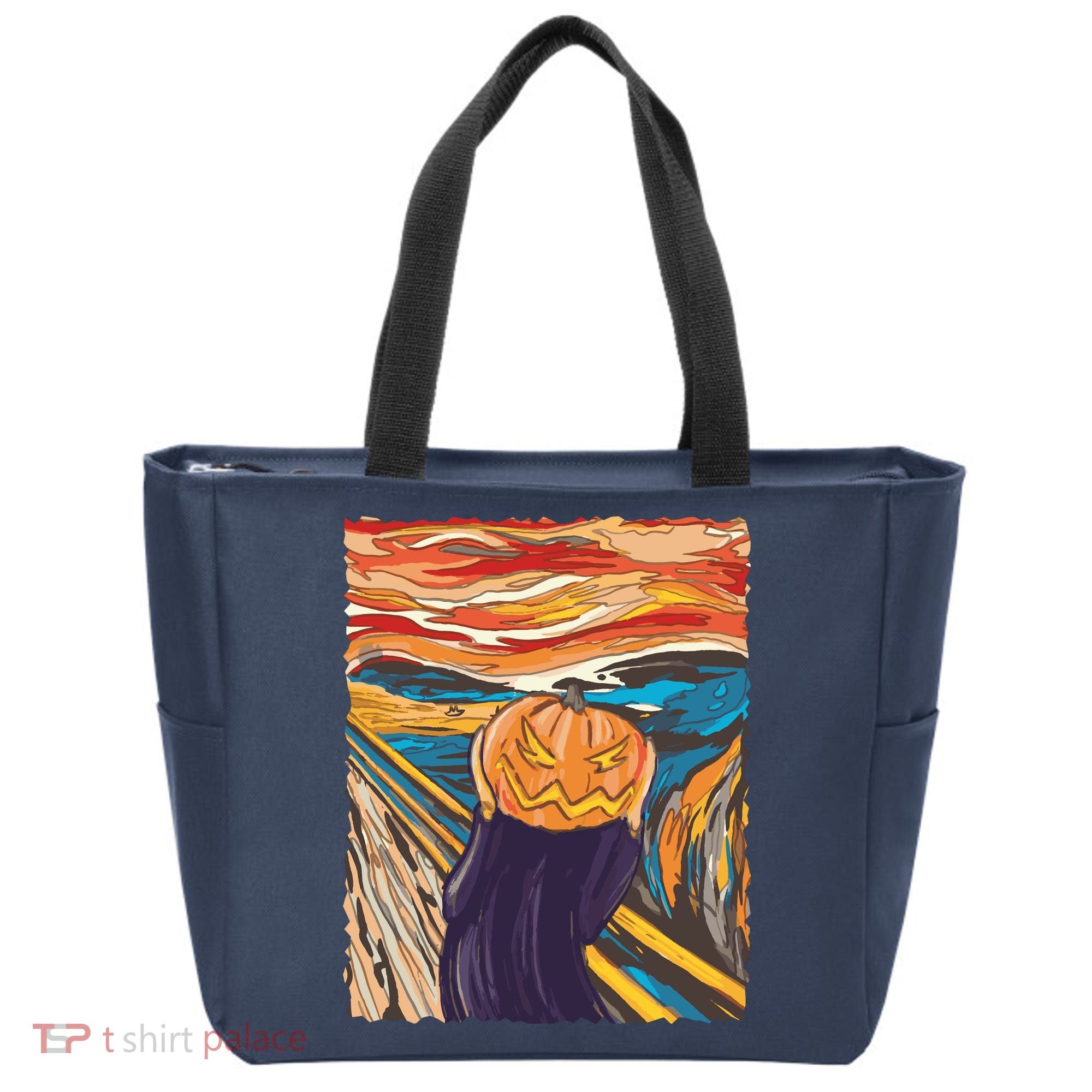 Pumpkin Scream Art Painting Parody Tote Bag
