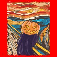 Pumpkin Scream Art Painting Parody Santa Hat thumb 1