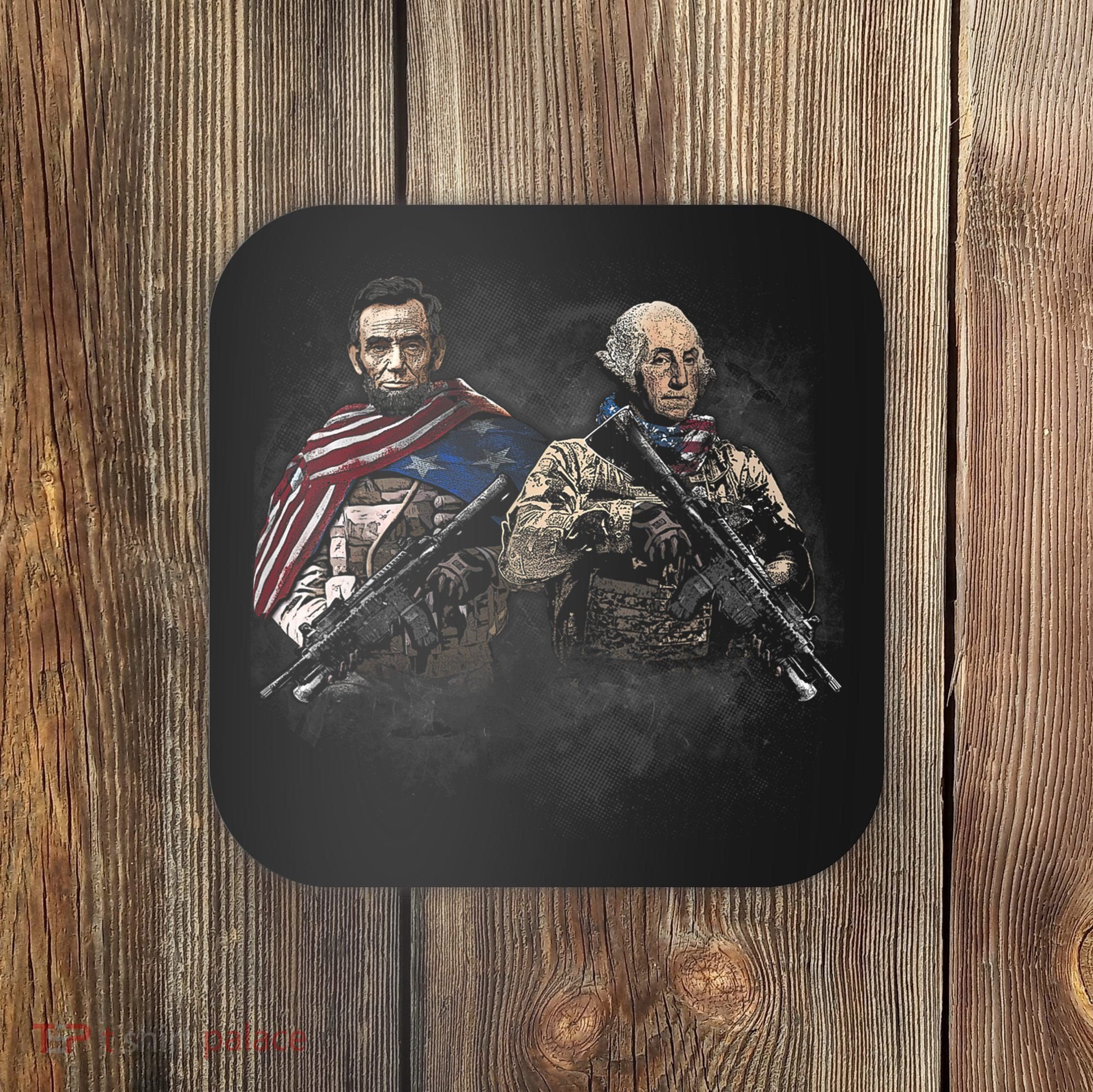 Presidential Soldiers: Abraham Lincoln And George Washington TShirt Coaster