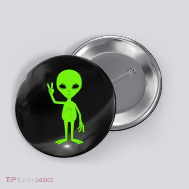 Peace Sign Alien Roswell Button