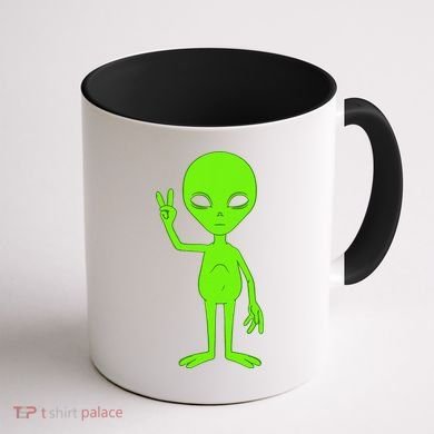 Peace Sign Alien Roswell Coffee Mug back