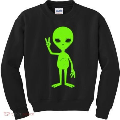Peace Sign Alien Roswell Kids Sweatshirt