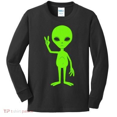 Peace Sign Alien Roswell Kids Long Sleeve Shirt