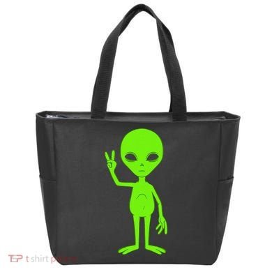 Peace Sign Alien Roswell Tote Bag