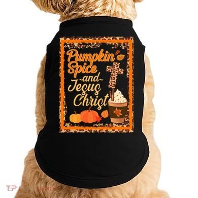 Pumpkin Spice And Jesus Christ Autumn Fall Leopard Print Doggie Tank