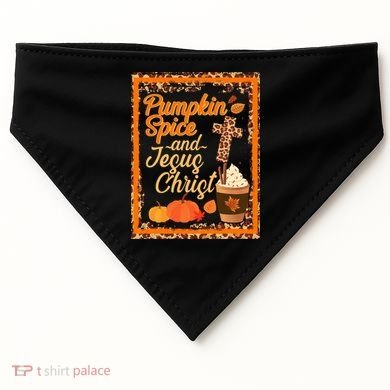 Pumpkin Spice And Jesus Christ Autumn Fall Leopard Print USA-Made Doggie Bandana