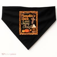 Pumpkin Spice And Jesus Christ Autumn Fall Leopard Print USA-Made Doggie Bandana thumb 0