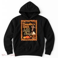 Pumpkin Spice And Jesus Christ Autumn Fall Leopard Print Hoodie thumb 0