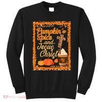 Pumpkin Spice And Jesus Christ Autumn Fall Leopard Print Sweatshirt thumb 0