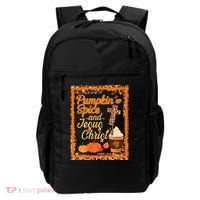 Pumpkin Spice And Jesus Christ Autumn Fall Leopard Print Backpack thumb 0