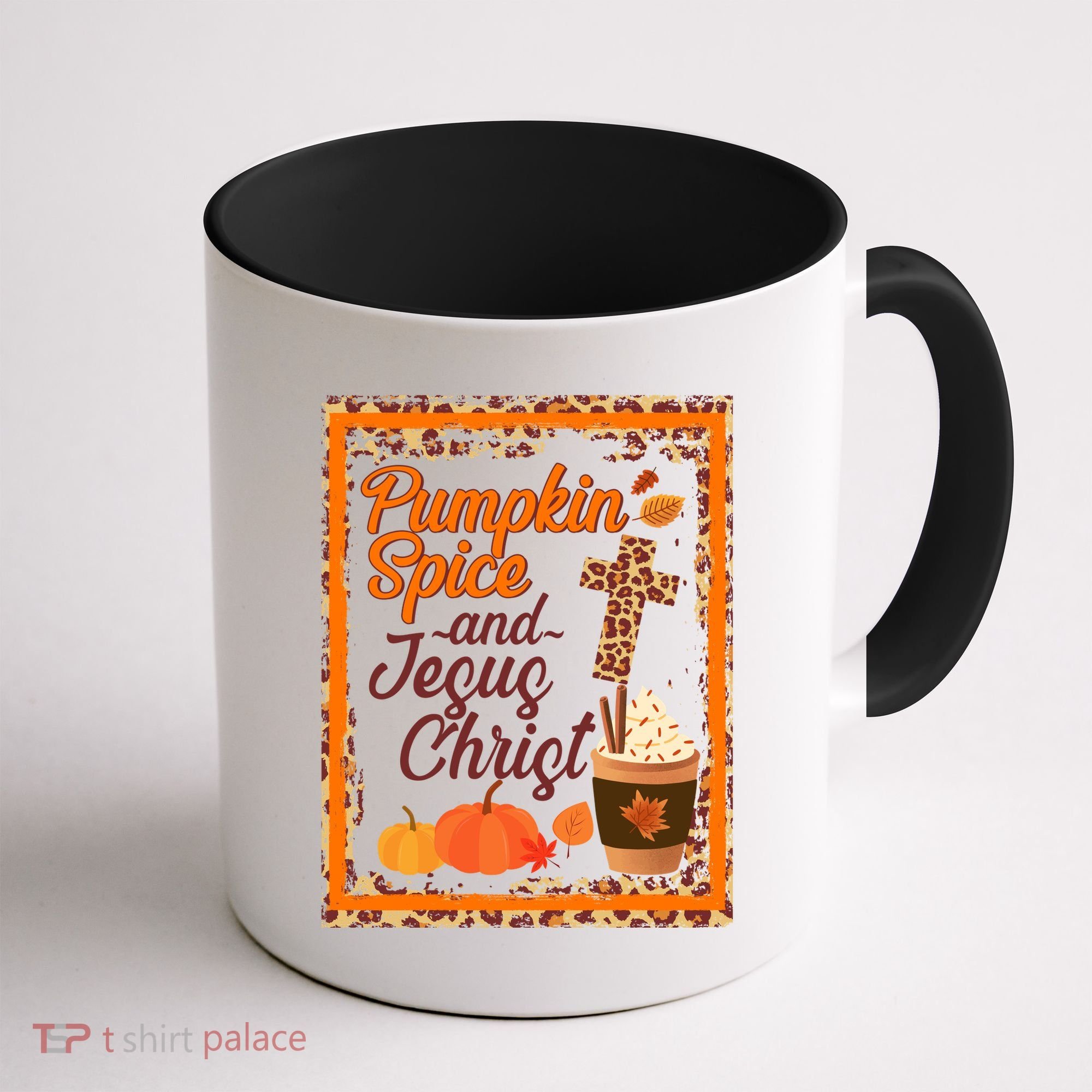 Pumpkin Spice And Jesus Christ Autumn Fall Leopard Print Coffee Mug