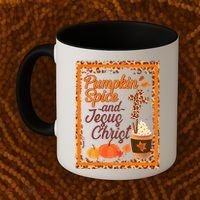 Pumpkin Spice And Jesus Christ Autumn Fall Leopard Print Coffee Mug thumb 2