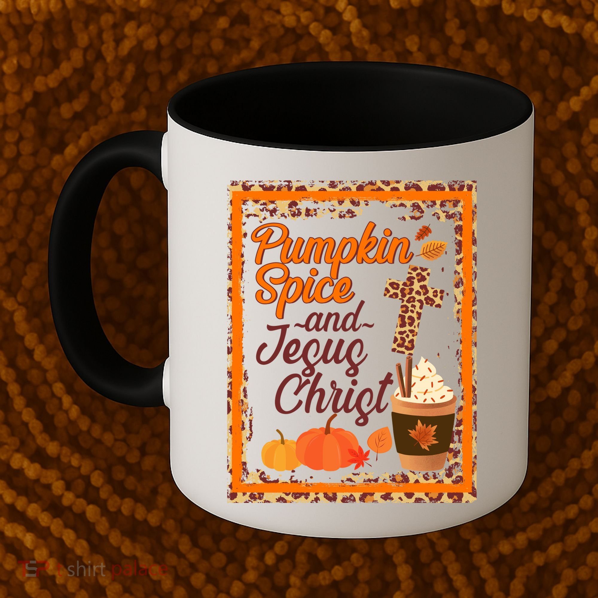 Pumpkin Spice And Jesus Christ Autumn Fall Leopard Print Coffee Mug