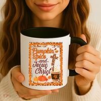 Pumpkin Spice And Jesus Christ Autumn Fall Leopard Print Coffee Mug thumb 3