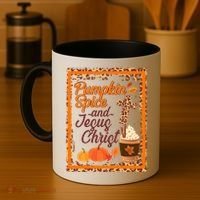 Pumpkin Spice And Jesus Christ Autumn Fall Leopard Print Coffee Mug thumb 4