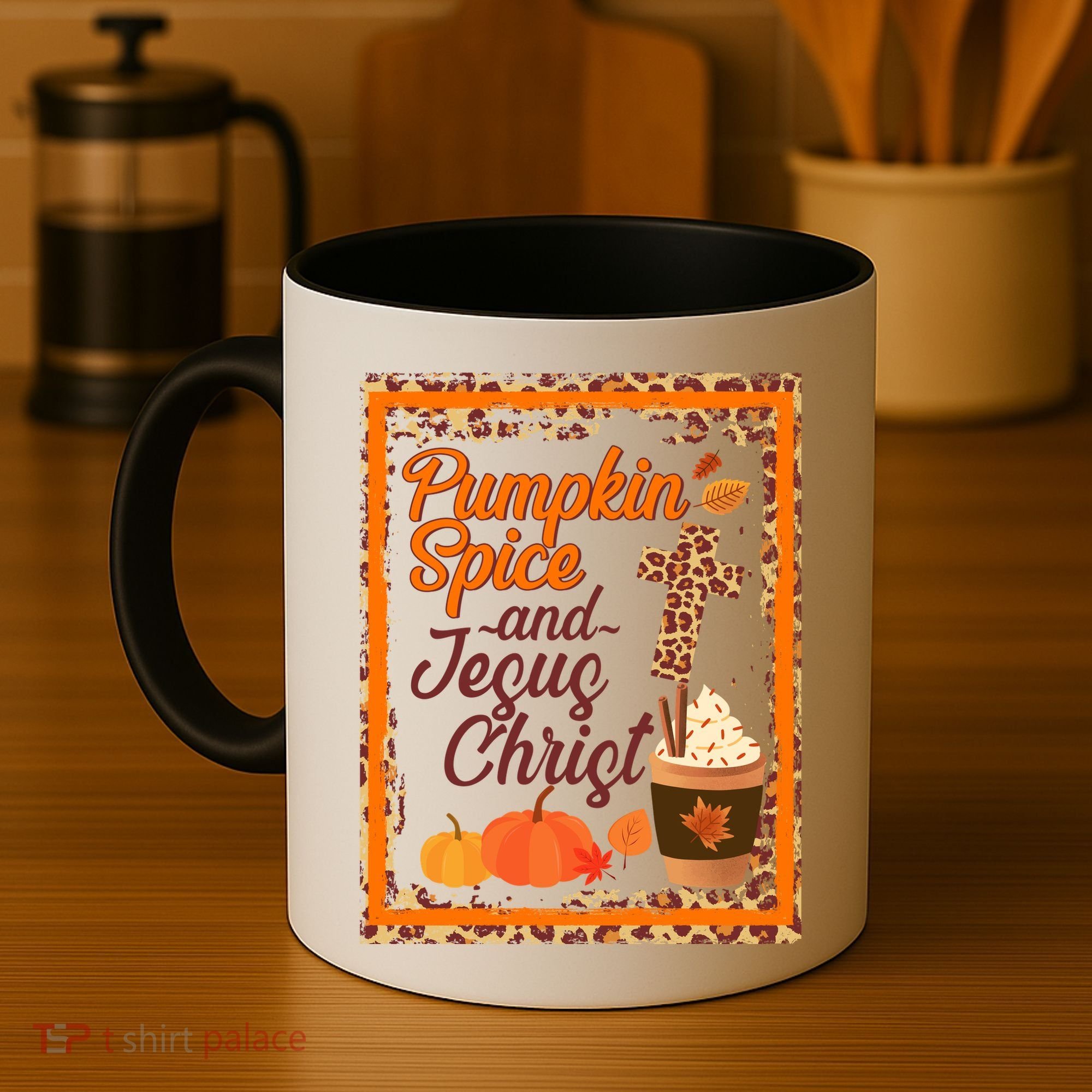 Pumpkin Spice And Jesus Christ Autumn Fall Leopard Print Coffee Mug