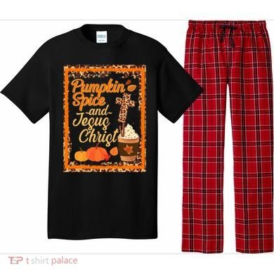 Pumpkin Spice And Jesus Christ Autumn Fall Leopard Print Pajama Set