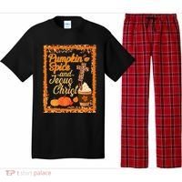 Pumpkin Spice And Jesus Christ Autumn Fall Leopard Print Pajama Set thumb 0