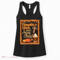 Pumpkin Spice And Jesus Christ Autumn Fall Leopard Print Women's Tank Top thumb 0