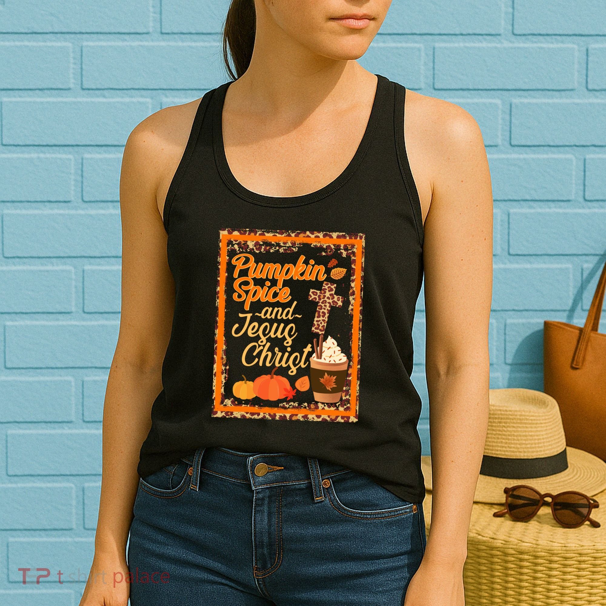 Pumpkin Spice And Jesus Christ Autumn Fall Leopard Print Women's Tank Top