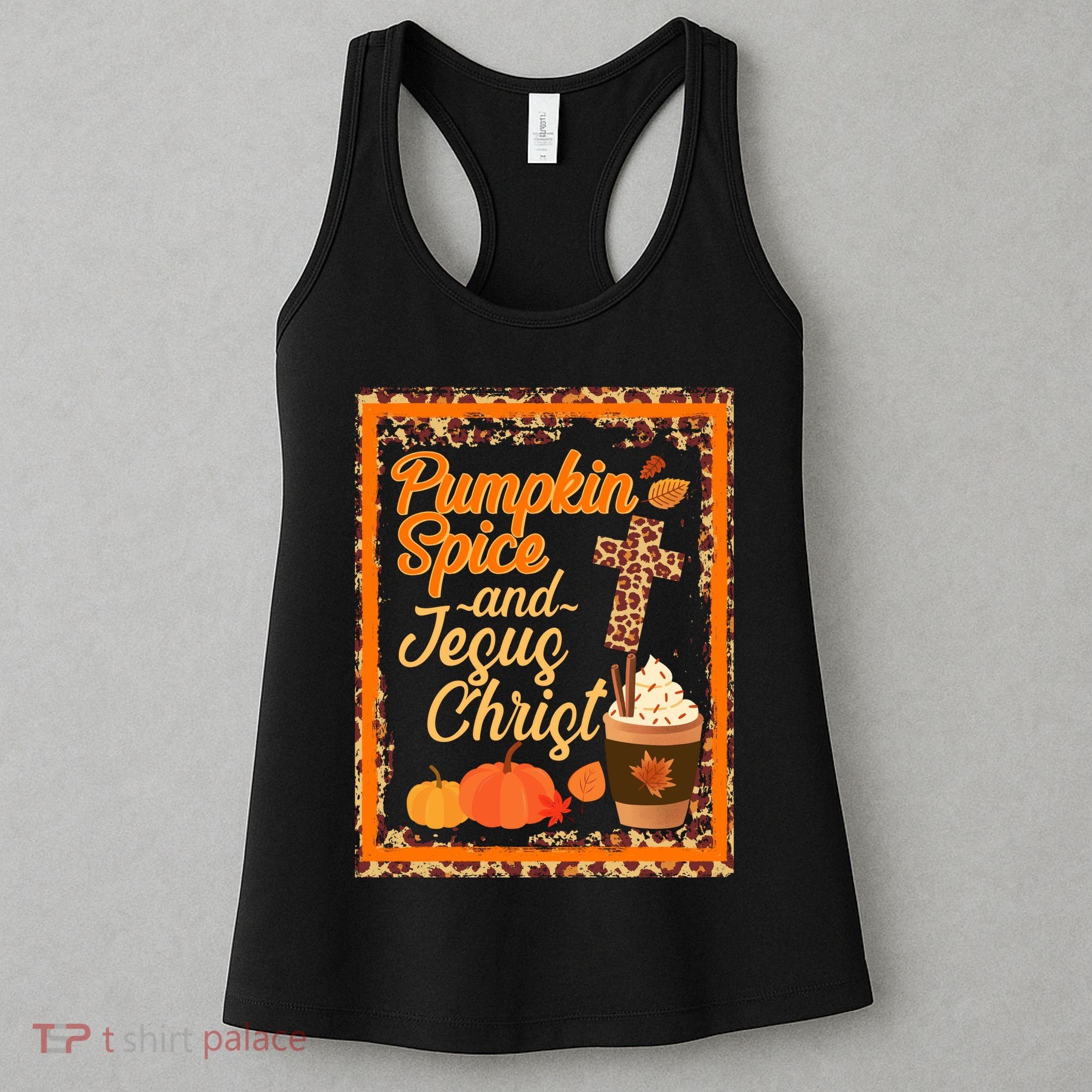 Pumpkin Spice And Jesus Christ Autumn Fall Leopard Print Women's Tank Top