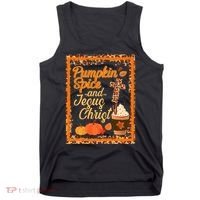 Pumpkin Spice And Jesus Christ Autumn Fall Leopard Print Tank Top thumb 0