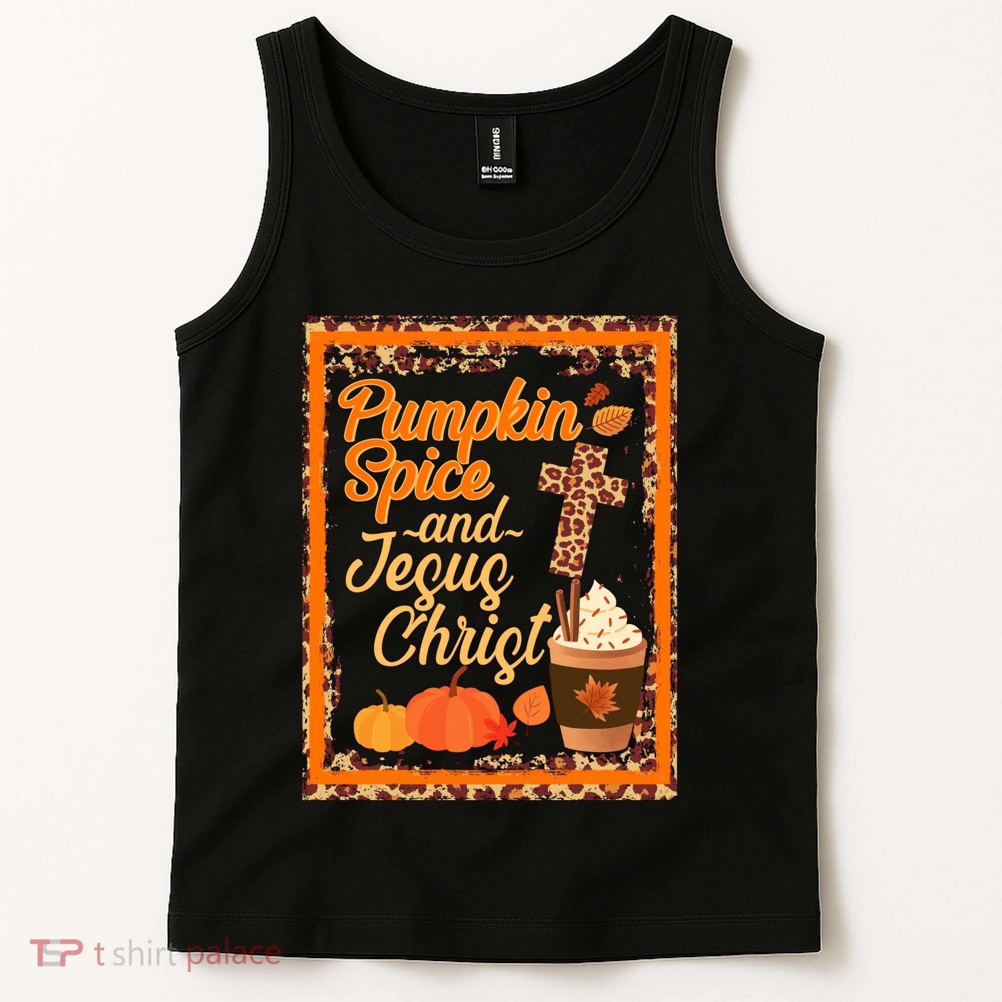 Pumpkin Spice And Jesus Christ Autumn Fall Leopard Print Tank Top