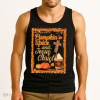 Pumpkin Spice And Jesus Christ Autumn Fall Leopard Print Tank Top thumb 3