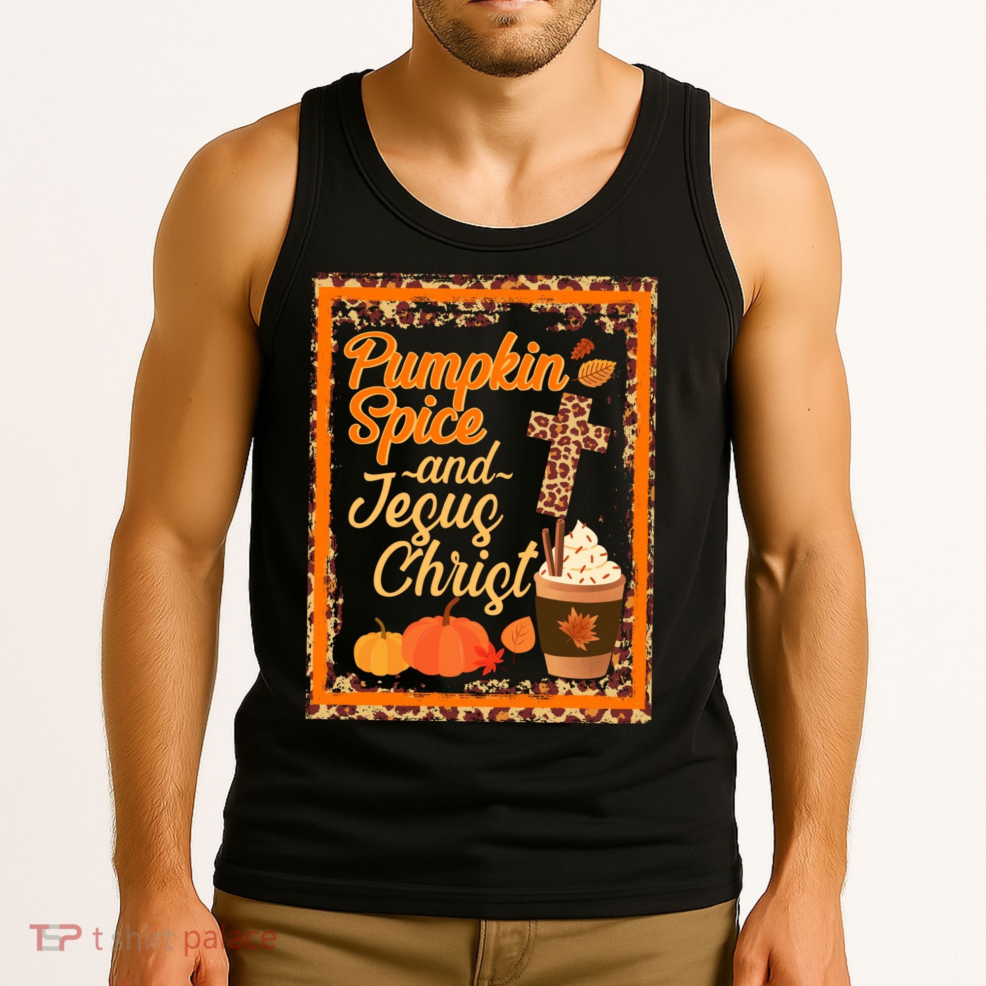 Pumpkin Spice And Jesus Christ Autumn Fall Leopard Print Tank Top
