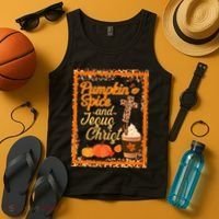 Pumpkin Spice And Jesus Christ Autumn Fall Leopard Print Tank Top thumb 4