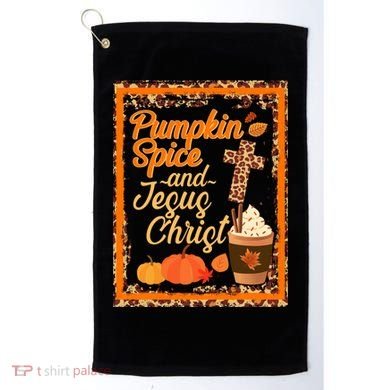 Pumpkin Spice And Jesus Christ Autumn Fall Leopard Print Golf Towel