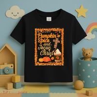 Pumpkin Spice And Jesus Christ Autumn Fall Leopard Print Toddler T-Shirt thumb 3