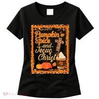 Pumpkin Spice And Jesus Christ Autumn Fall Leopard Print Women's T-Shirt thumb 0