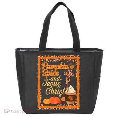Pumpkin Spice And Jesus Christ Autumn Fall Leopard Print Tote Bag