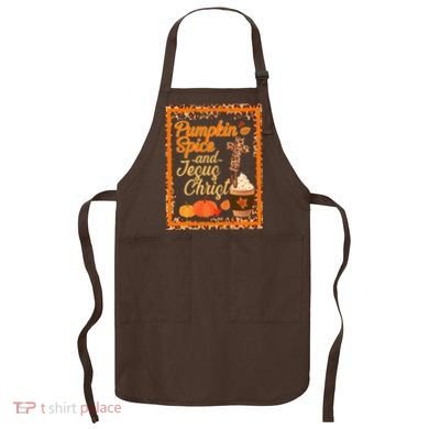 Pumpkin Spice And Jesus Christ Autumn Fall Leopard Print Apron