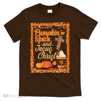 Pumpkin Spice And Jesus Christ Autumn Fall Leopard Print T-Shirt thumb 0