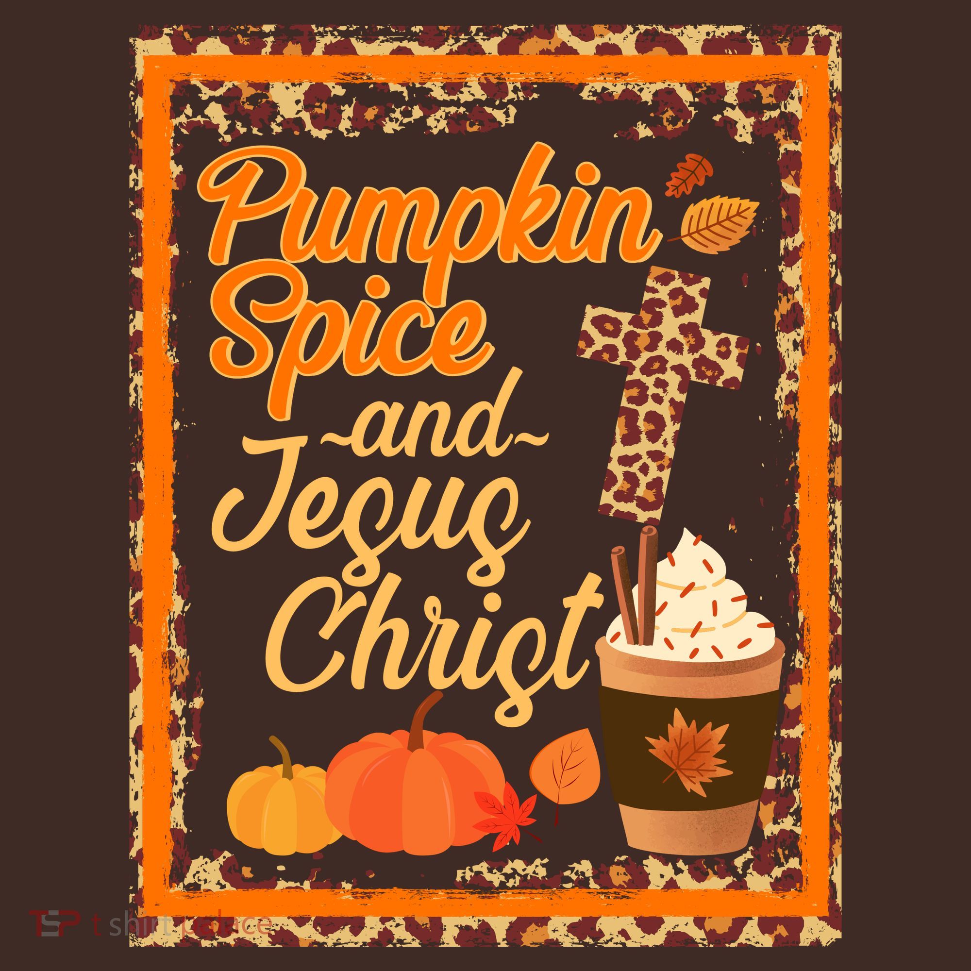 Pumpkin Spice And Jesus Christ Autumn Fall Leopard Print Coaster