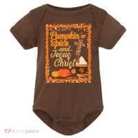 Pumpkin Spice And Jesus Christ Autumn Fall Leopard Print Baby Bodysuit thumb 0