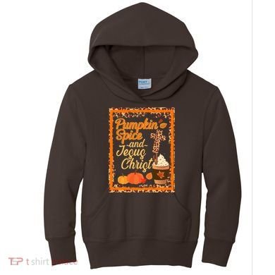 Pumpkin Spice And Jesus Christ Autumn Fall Leopard Print Kids Hoodie